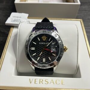 Versace Black and Silver Stainless Steel Watch